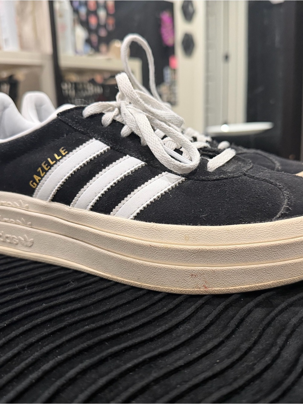 adidas Gazelle Platform Sneakers - Black/White